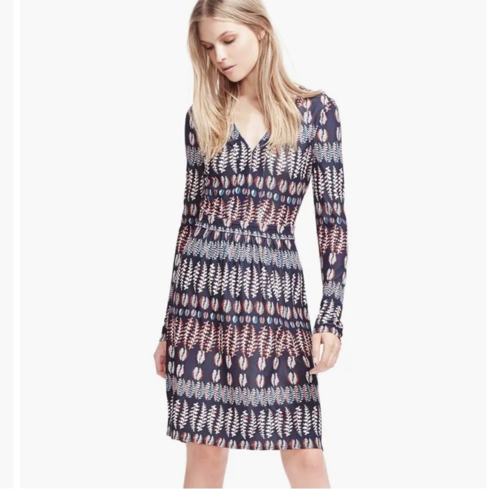 Tory Burch Fern Print V-Neck Jersey Knit Dress
